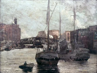 Ansicht des Chicago River mit Clark Street Bridge, 1910-12